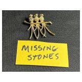 Vintage Gold-Tone Jewelry Lot: Enamel Heart Locket, Beaded Bracelet & Leaf Pins