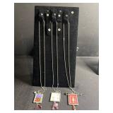 Framed Art glass Pendant Necklaces (Lot of 3) - Assorted Printed Cards