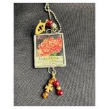 Framed Floral Art glass Pendant Necklaces (Lot of 3)