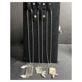 Flower Fairy Pendant Necklace Set - Framed Art Glass Charms, 3-Piece Vintage Jewelry