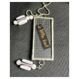 Flower Fairy Pendant Necklace Set - Framed Art Glass Charms, 3-Piece Vintage Jewelry