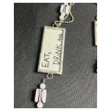 Flower Fairy Pendant Necklace Set - Framed Art Glass Charms, 3-Piece Vintage Jewelry