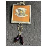 Vintage Word-Art Pendant Necklaces (Lot of 3) Framed Print Charms & Tassels