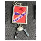 Three Glass Art Hand Made Framed Photo Necklaces - Assorted Prints