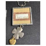 Hand Made Art Glass Square Frame Print Pendant Necklace Set - 3 Two Sided Beaded Ball-Chain Necklaces