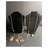 Lariat Gold-Tone Necklaces with Filigree Pendant, Tassel & Pearl Drops