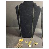 Gold-Tone Layered Lariat Charm Necklaces With Shell & Heart Pendants (Lot of 2)