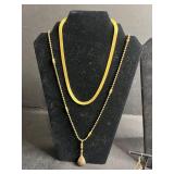 10-14K Gold-Filled Necklace, Earrings Stamped Mexico, Gold Tone Necklace, Pendants & Other Misc Pieces