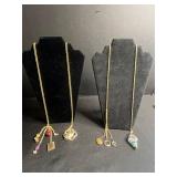 Gold-Tone Lariat Charm Necklaces (Lot of 2)