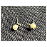 Gold Tone Chain Necklace, Pearl Drop Earrings, Filigree Heart Earrings & Unique Pin