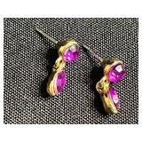 Gold Tone Chain Necklace, Pearl Drop Earrings, Filigree Heart Earrings & Unique Pin