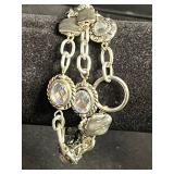 Gold Tone Chain Necklace, Pearl Drop Earrings, Filigree Heart Earrings & Unique Pin