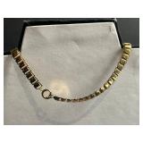 Gold Tone Chain Necklace, Pearl Drop Earrings, Filigree Heart Earrings & Unique Pin