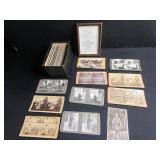 The Universal Photo Art Co. Stereoview Card Set - Vintage 1900s Philadelphia, PA & VTG Framed Counted Cross Stitch
