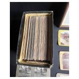 The Universal Photo Art Co. Stereoview Card Set - Vintage 1900s Philadelphia, PA & VTG Framed Counted Cross Stitch