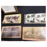 The Universal Photo Art Co. Stereoview Card Set - Vintage 1900s Philadelphia, PA & VTG Framed Counted Cross Stitch