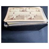 The Universal Photo Art Co. Stereoview Card Set - Vintage 1900s Philadelphia, PA & VTG Framed Counted Cross Stitch