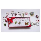 11 Hand-painted Christmas Wine Glasses and Christmas Wine Glass Charms