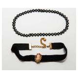 Vintage Choker Necklaces with Cameo Brooch – Set of 2
