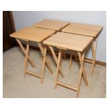 Four Wooden TV Dinner Trays with Stand