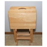 Four Wooden TV Dinner Trays with Stand
