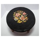 Vintage Floral Needlepoint Stool
