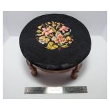 Vintage Floral Needlepoint Stool