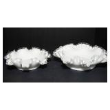 Fenton Glass Collection – Ruby Red Hobnail Pedestal Dish & Silver Crest Milk Glass Bowls