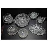 Cut Glass Serving Ware - 7 Pieces
