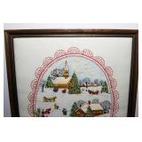 Vintage Embroidered Christmas Wall Art