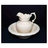 Vintage Cream Colored Pitcher and Wash Basin