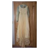 1970s Vintage Wedding Dress – Sheer Long Sleeves with Small Train