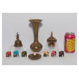 Brass Items and Handcrafted Wooden Elephants