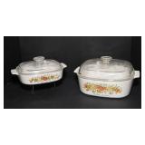 Vintage Spice of Life Glass Baking Dishes with Pyrex Lids – Set of 2