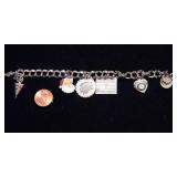 Sterling Charm Bracelet with 7 Charms