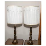 Set of 2 Large Vintage Brass Lamps