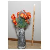 Tin Decorative Pitcher with Faux Flowers