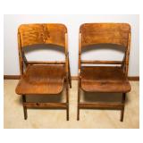 Vintage Steamed Wood Folding Chairs with Metal Hardware – Set of 2