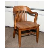 Vintage Solid Wood Curved-Arm Chair