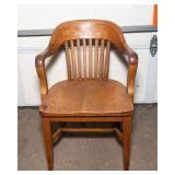 Vintage Solid Wood Curved-Arm Chair
