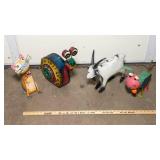 Set of Four Adorable Tin Lawn Ornaments