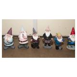 Six Outdoor Yard Gnomes