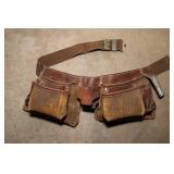 Leather Tool Belt with Work Gloves & Knee Pads