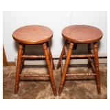 Set of Two Wooden Barstools