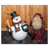 Large Santa and Snowman Figurines