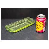 Rare Antique Wildflower Uranium Glass Relish Dish