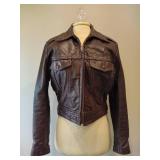Vintage Harley Davidson AMF Brown Leather Biker Jacket (Size 38)
