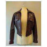 Vintage Harley Davidson AMF Brown Leather Biker Jacket (Size 38)