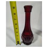 Wheaton Bullseye Ruby Red Bud Vase, Pink Swirl Vase & Tall Amethyst Vase