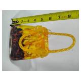 Murano Style Blown Glass Art Purse